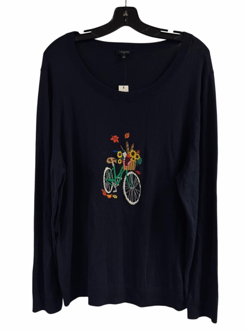 NWT Talbots Plus Navy Fall Autumn Embroidered Light Weight Sweater Size 2X